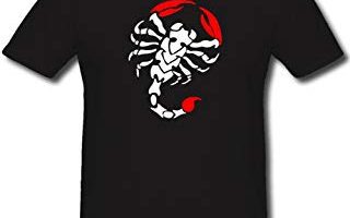 escorpión blanco de pinzas rojas camiseta negra